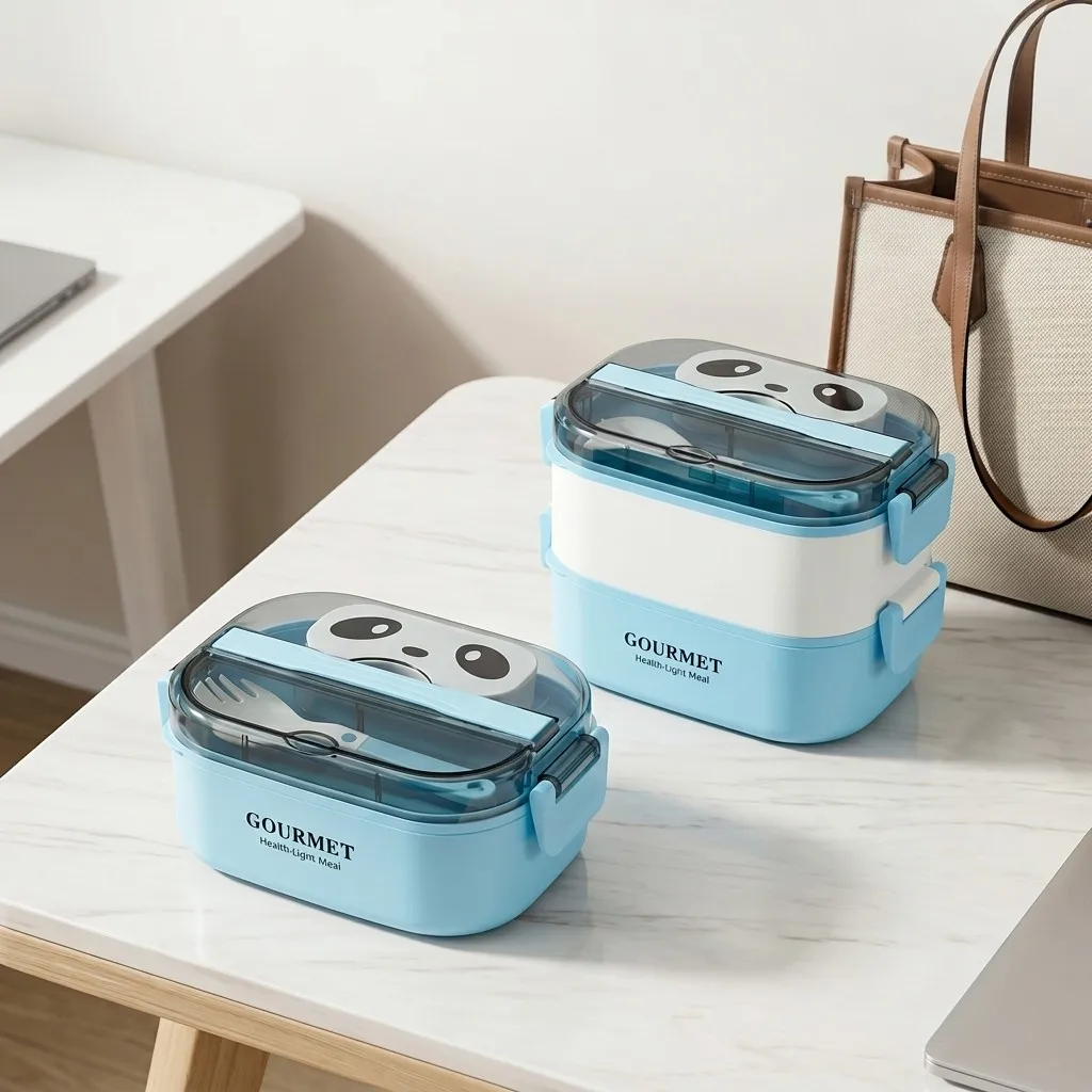 Meal Prep Or Prep Meal - 電子レンジ対応のプラスチック製弁当箱。子供から大人まで使える仕切り付きのランチボックス。食事の準備や食品の保存に便利。カトラリー付きで、おやつ入れとしても使える。学校や職場での利用に最適。
