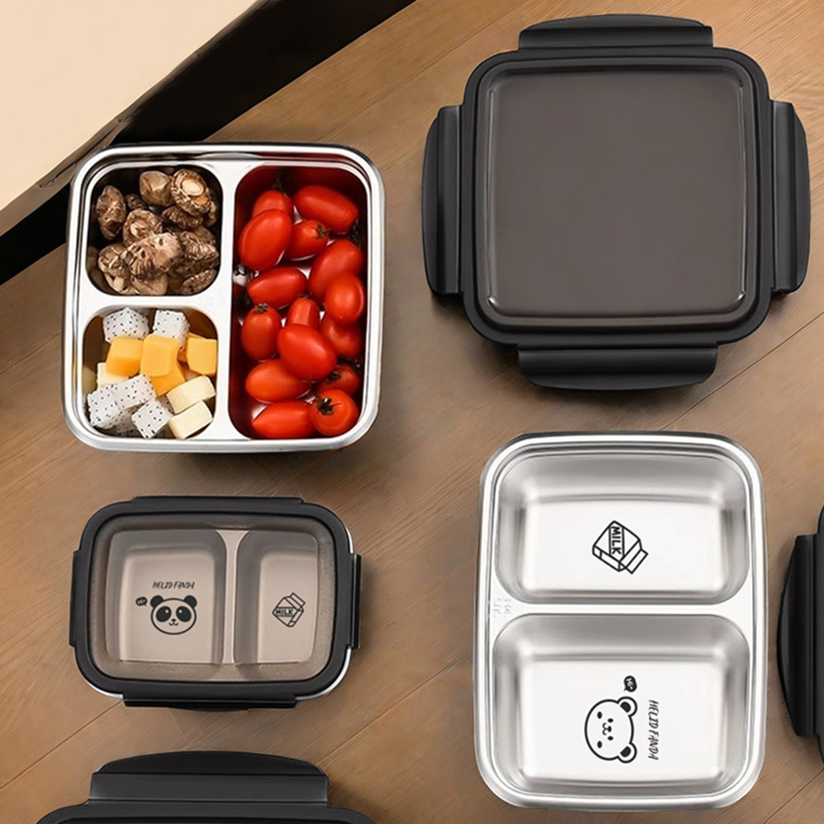 Meal Prep Bowl - WORTHBUY 2/3 グリッド 304 ステンレス鋼弁当箱ポータブル漏れ防止食品容器大容量弁当箱学生大人