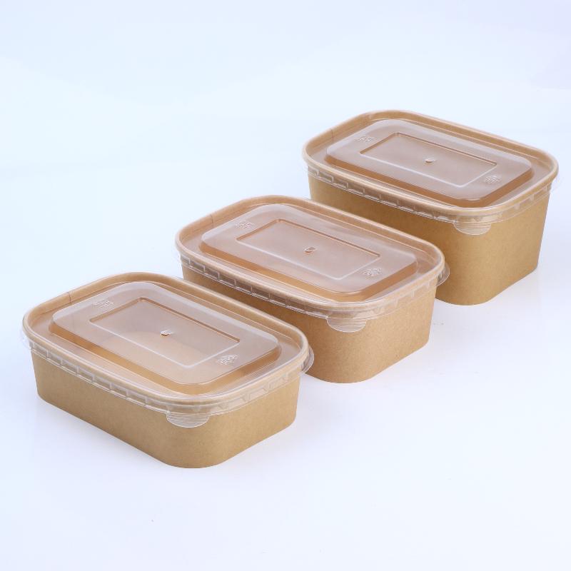 Meal Prep Bowl - 10 個の正方形の使い捨てクラフト紙食品容器蓋付きテイクアウト弁当箱家庭用ファーストフード包装用品