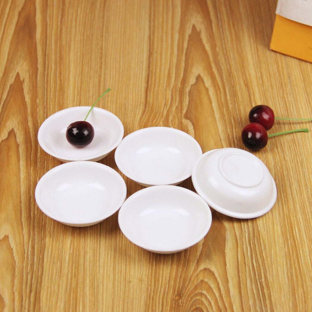 Sauce Dipping Cup - 5 個の白いプラスチックソース皿食品浸漬ボウル壊れにくい調味料皿ソーサー前菜プレート