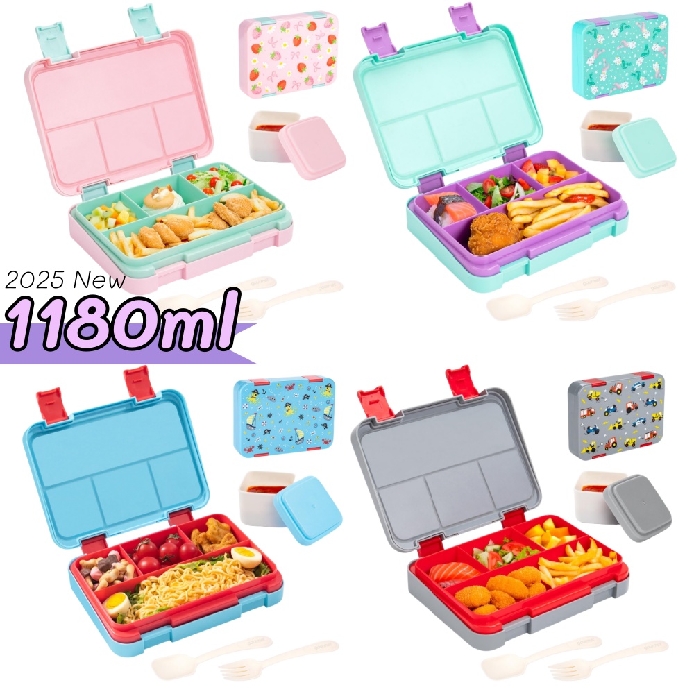 Meal Prep Or Prep Meal - 40オンス漫画柄弁当箱セット、漏れ防止、取り外し可能な仕切り、学校、オフィス、ピクニック、食品、スナックの準備用ミールコンテナ