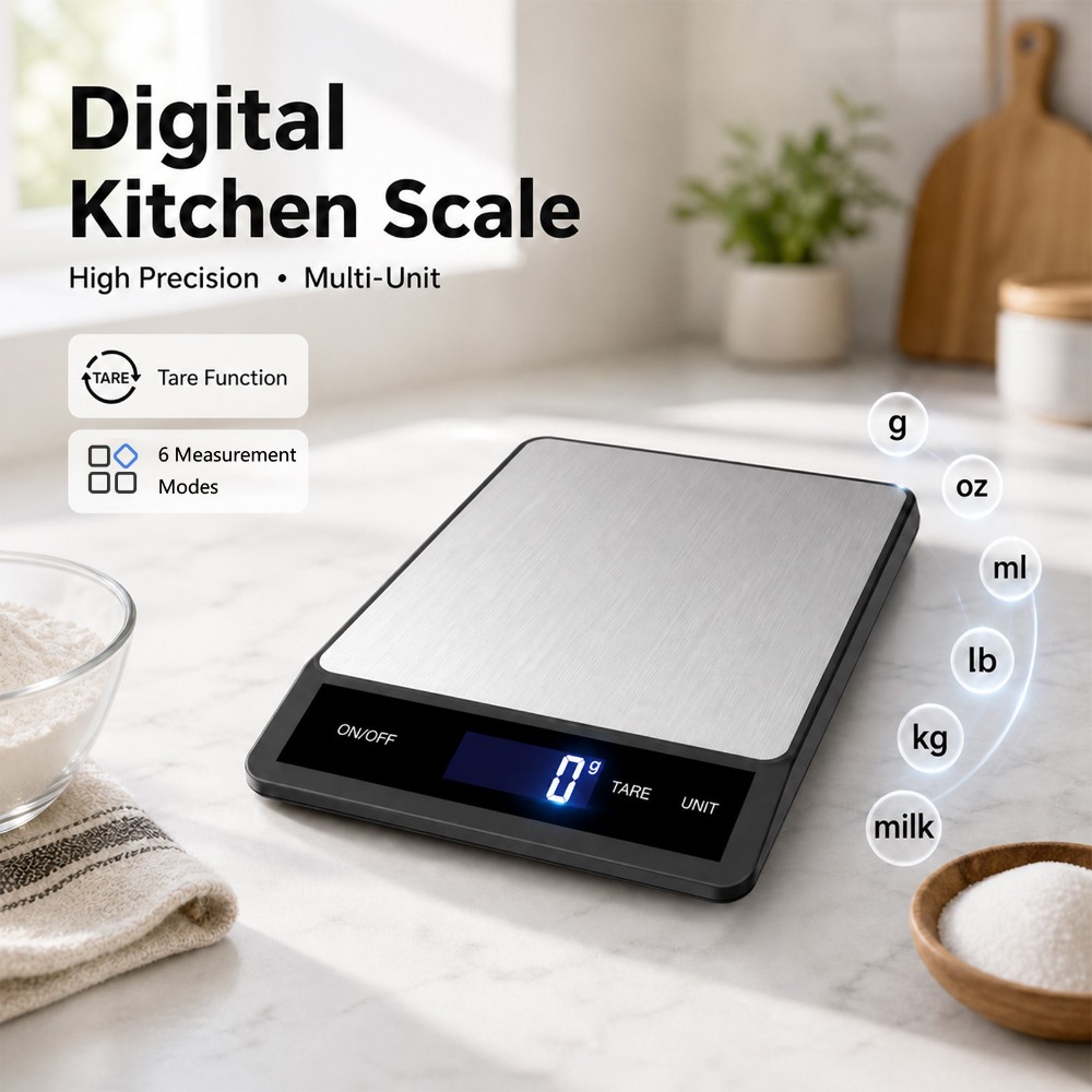 Meal Prep Kitchen - 防水デジタルキッチンスケール 10kg 1g スマート電子食品スケール LCDバックライトディスプレイ付き、料理、コーヒー、ダイエット、食事の準備に最適