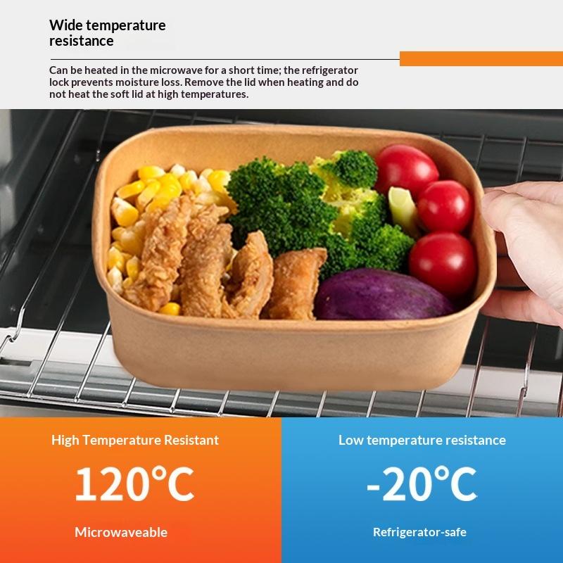 Meal Prep Bowl - * 10 ピース/セット使い捨てランチボックスクラフト紙正方形ランチボックスファーストフード包装箱蓋付き紙ボウル家庭用弁当箱