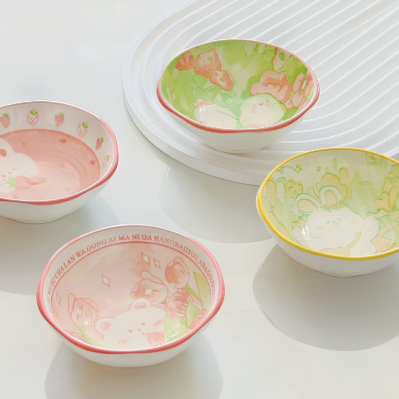 4個セットのかわいいウサギと鳥の形をした陶器製デザートプレー - Sauce Dipping Cup のレビューと価格