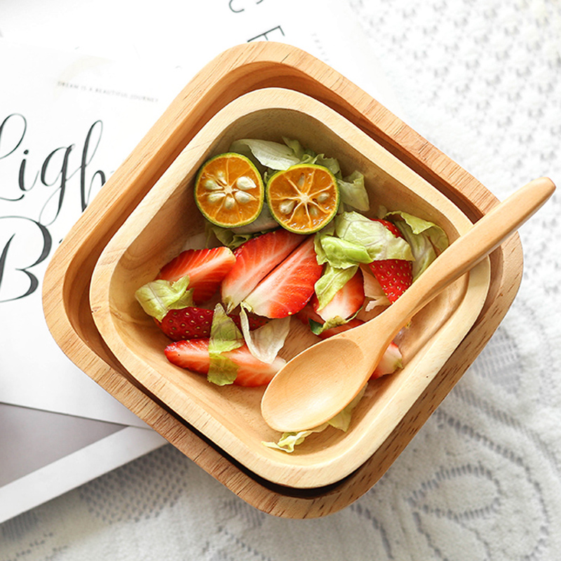 四角い木製サラダボウル,1ピース,4サイズ,小さな木製プレー - Meal Prep Bowl のレビューと価格