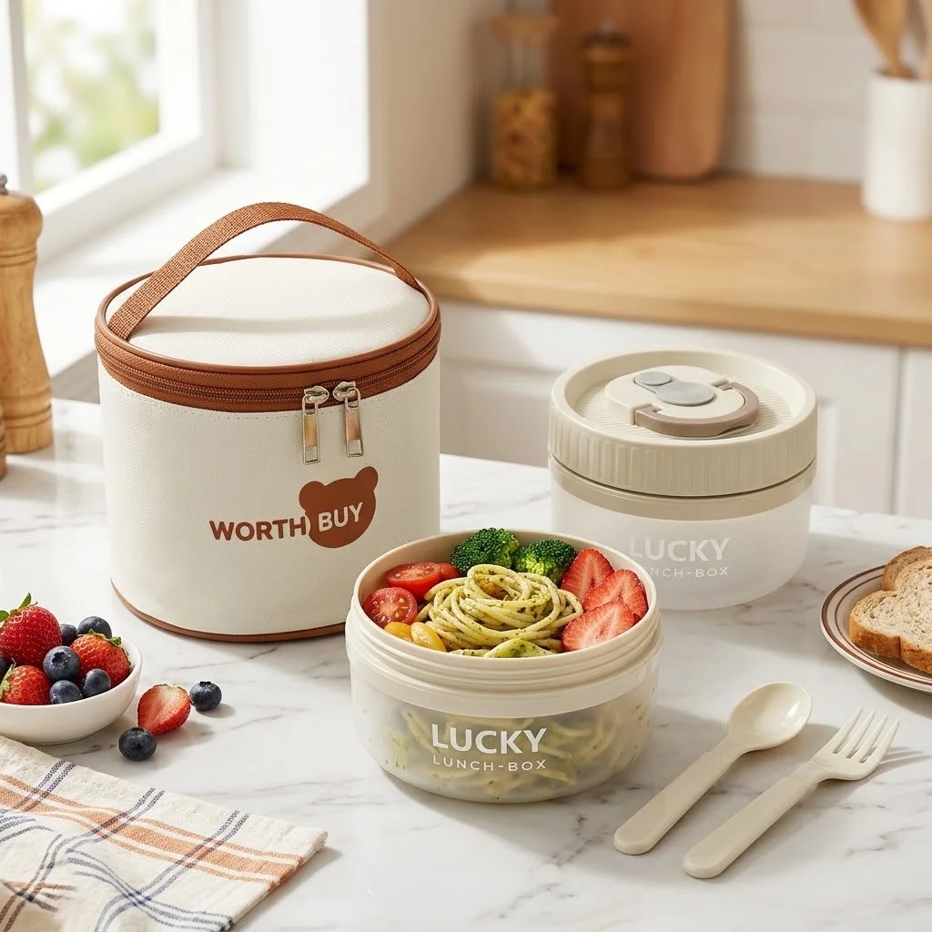 持ち運び可能なプラスチック製弁当箱。電子レンジ対応で、取っ手 - Meal Prep Or Prep Meal のレビューと価格
