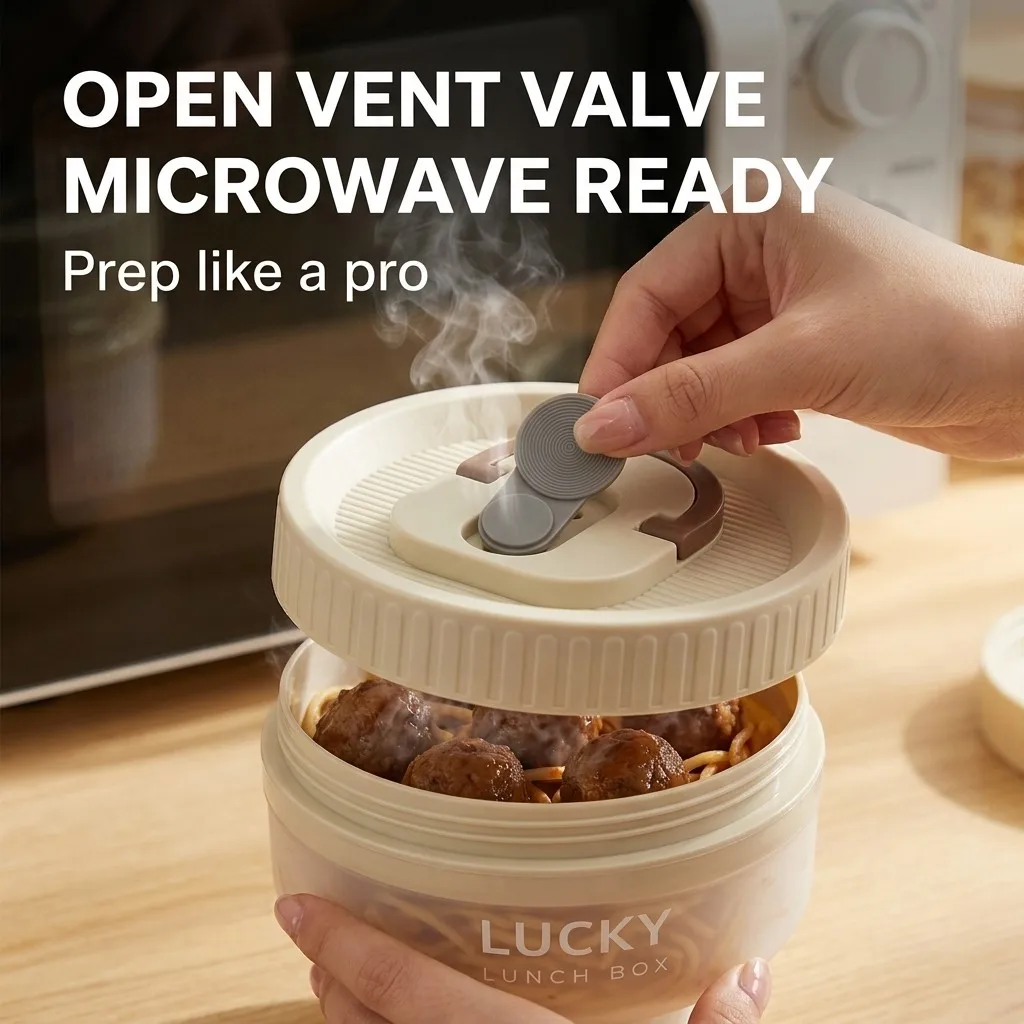 持ち運び可能なプラスチック製弁当箱。電子レンジ対応で、取っ手 - Meal Prep Or Prep Meal のレビューと価格