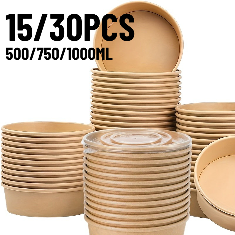 15/30 個クラフト紙ボウル使い捨てボウル蓋付きサラダ野菜 - Meal Prep Bowl のレビューと価格