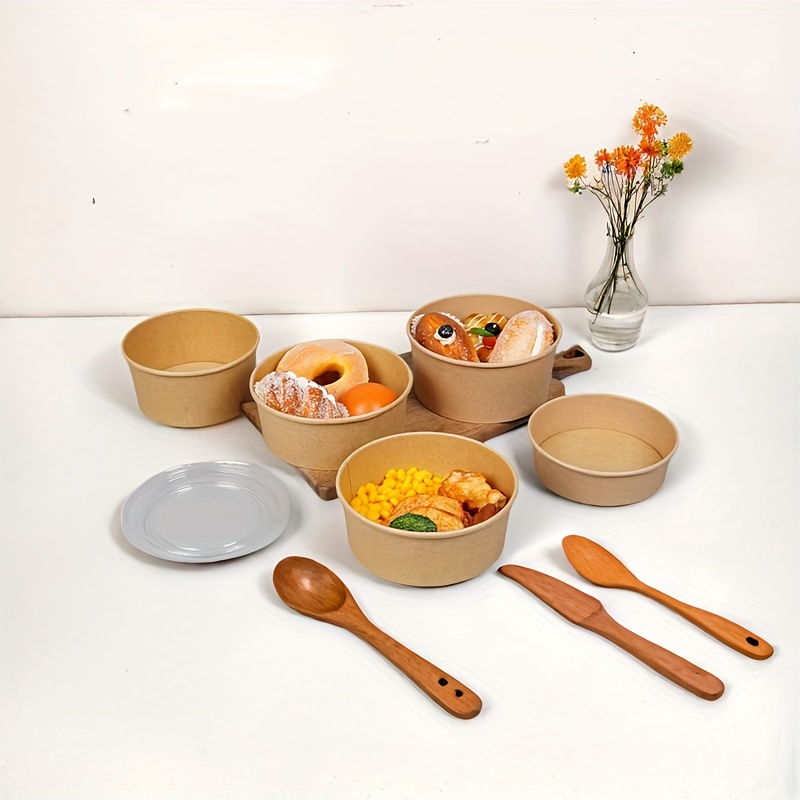 15/30 個クラフト紙ボウル使い捨てボウル蓋付きサラダ野菜 - Meal Prep Bowl のレビューと価格