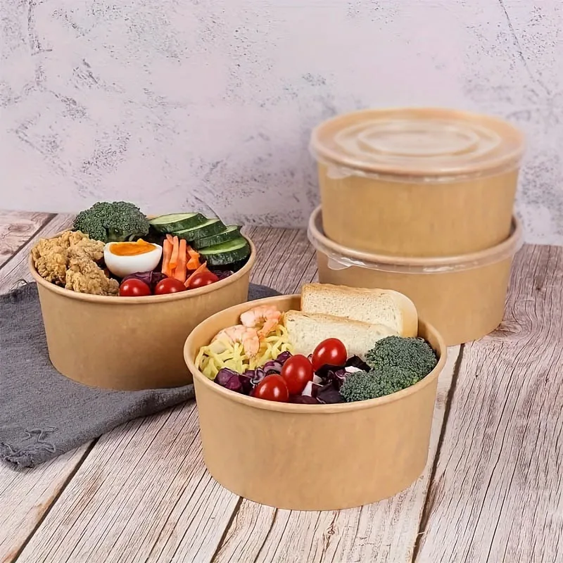 15/30 個クラフト紙ボウル使い捨てボウル蓋付きサラダ野菜 - Meal Prep Bowl のレビューと価格