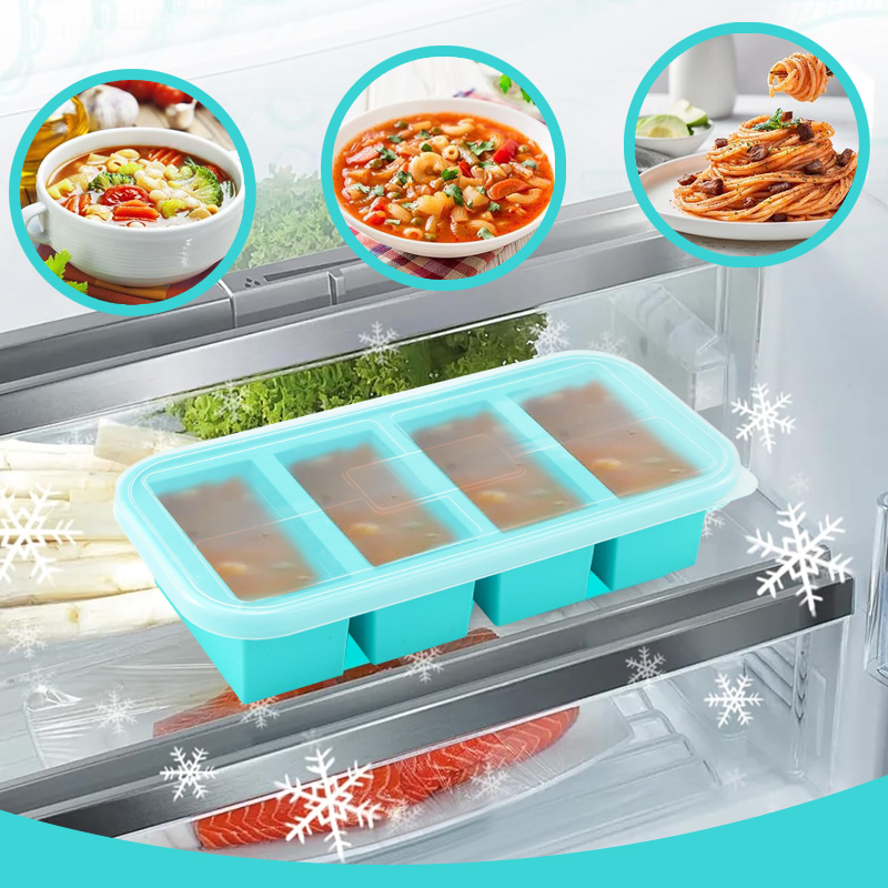4個のシリコン製冷凍庫型 - 強化スチールエッジ付きスープキ - Meal Prep Template のレビューと価格