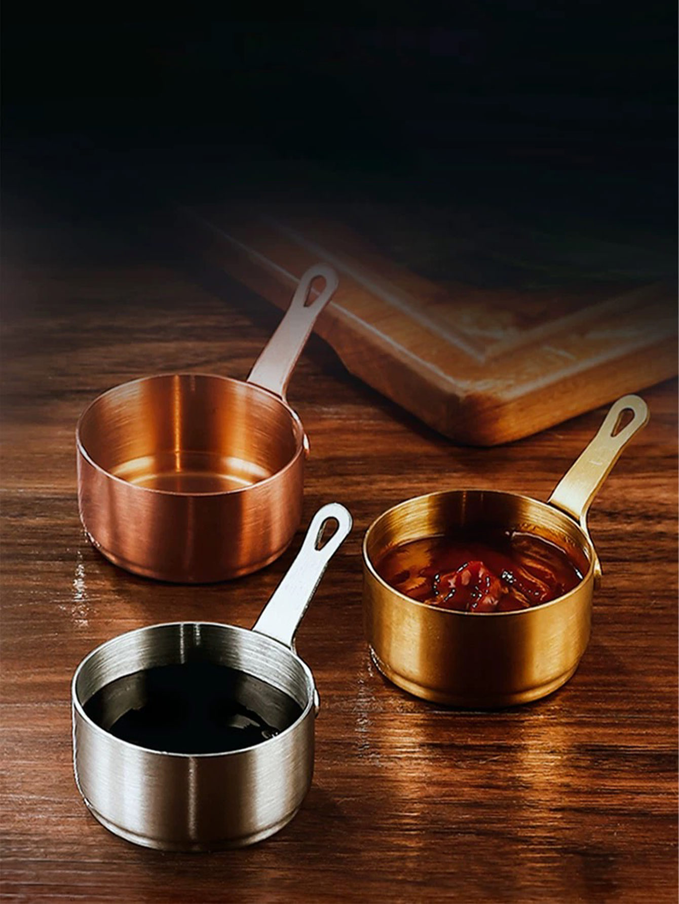 ミニステンレススチールソースカップ ハンドル付き、ディップデ - Sauce Dipping Cup のレビューと価格