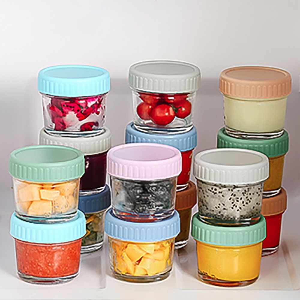 6個入りガラス製ベビーフードジャー 再利用可能 目盛り付き  - Sauce Dipping Cup のレビューと価格