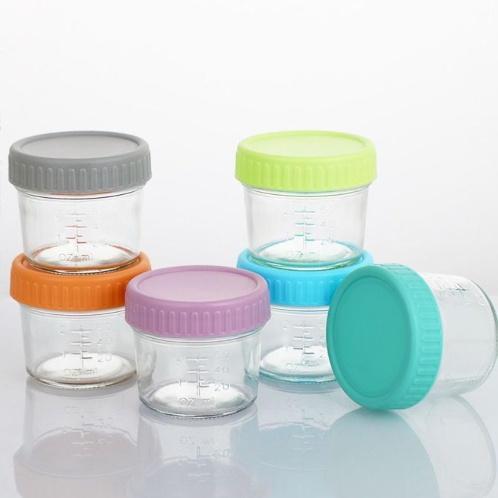 6個入りガラス製ベビーフードジャー 再利用可能 目盛り付き  - Sauce Dipping Cup のレビューと価格