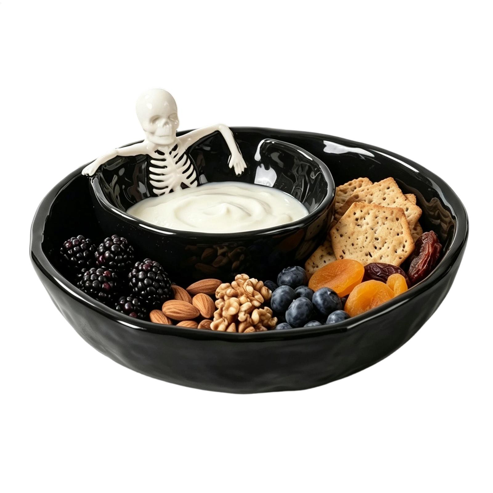 ハロウィン用二重構造セラミック製スカルディップボウル、ゴシッ - Meal Prep Bowl のレビューと価格