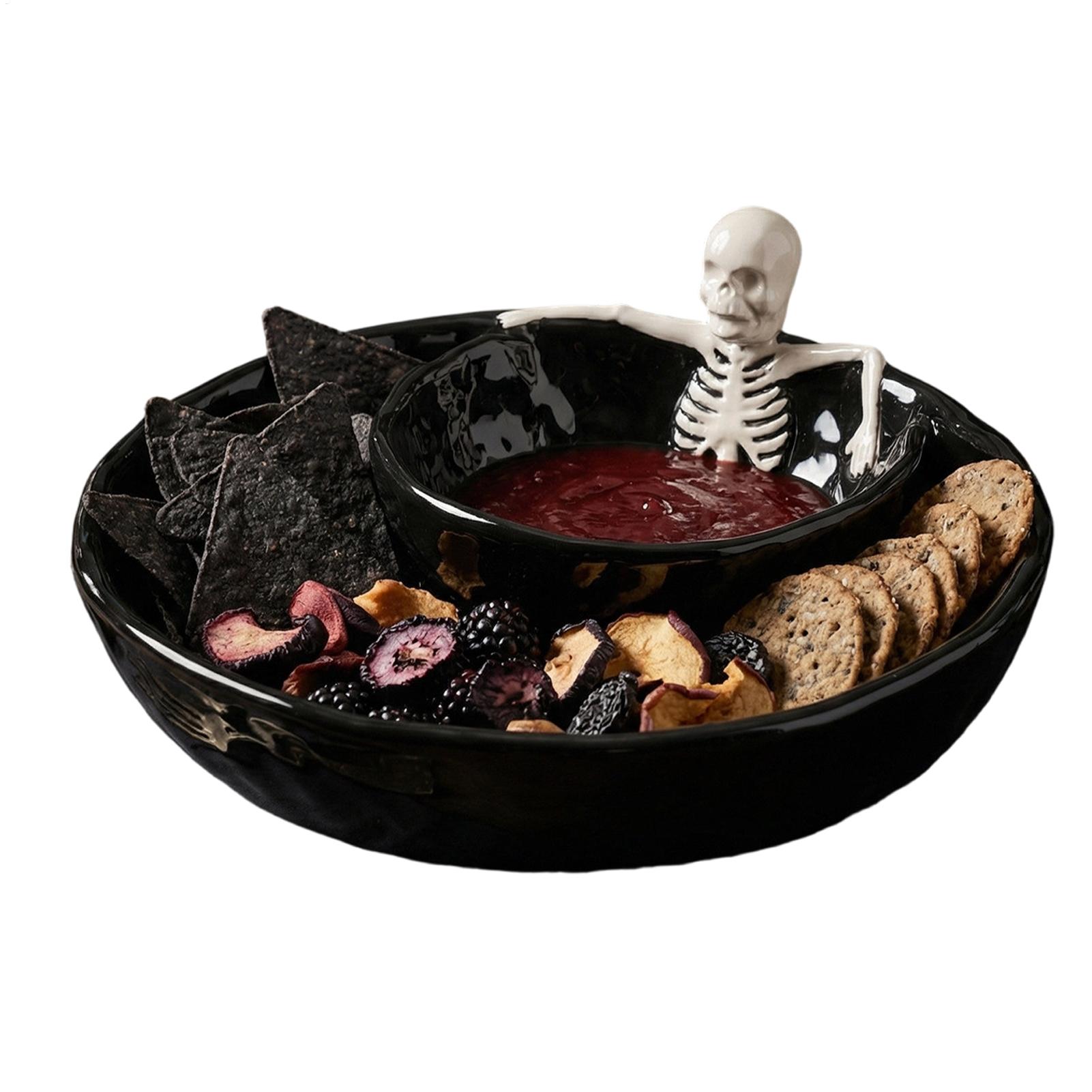 ハロウィン用二重構造セラミック製スカルディップボウル、ゴシッ - Meal Prep Bowl のレビューと価格