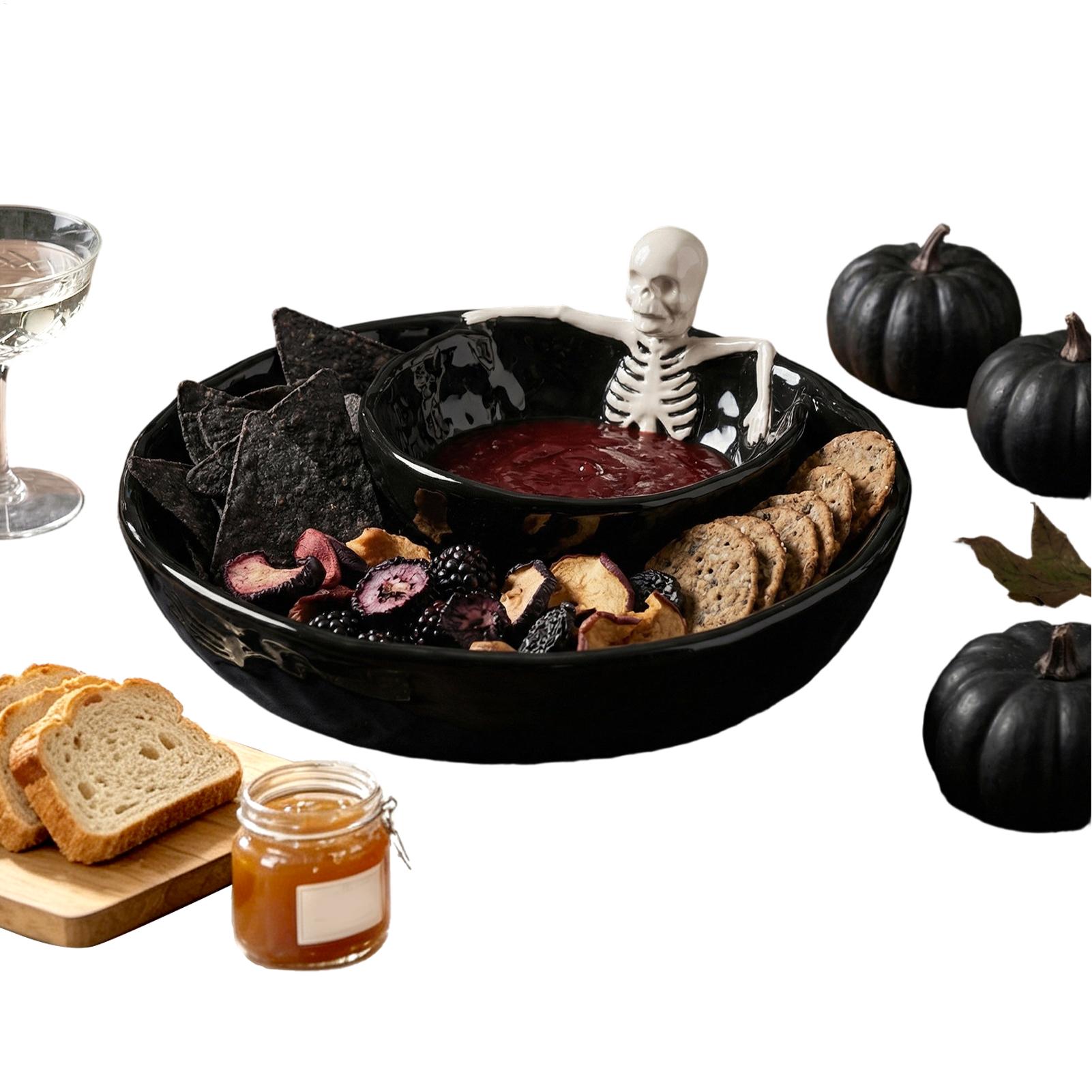 ハロウィン用二重構造セラミック製スカルディップボウル、ゴシッ - Meal Prep Bowl のレビューと価格