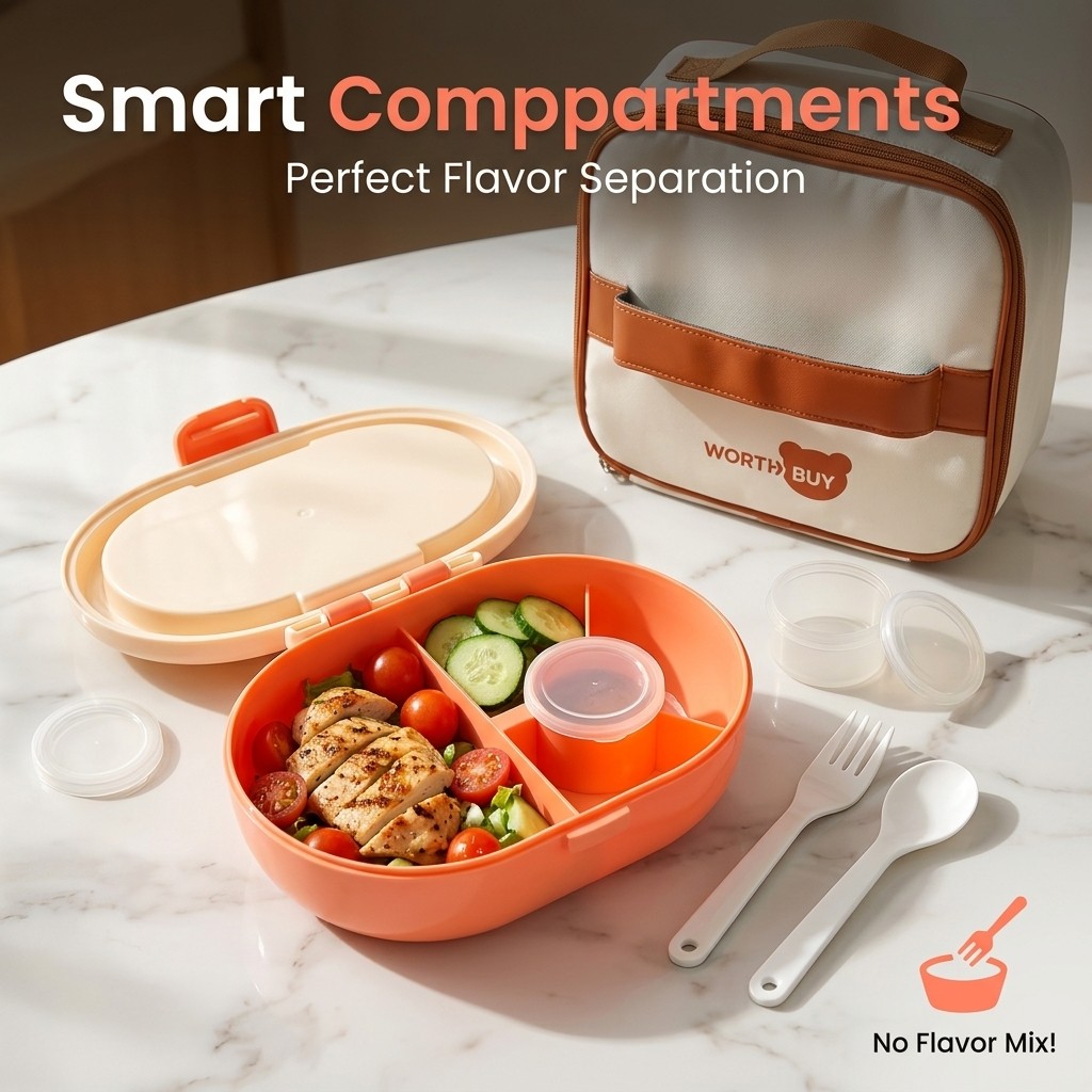 漏れ防止プラスチック製弁当箱、カトラリー付き、仕切り付き食事 - Meal Prep Or Prep Meal のレビューと価格