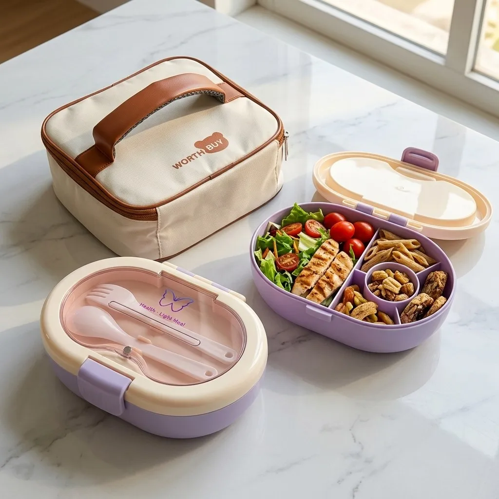 プラスチック製仕切り付き弁当箱。学生や子供向けの、持ち運び可 - Meal Prep Or Prep Meal のレビューと価格