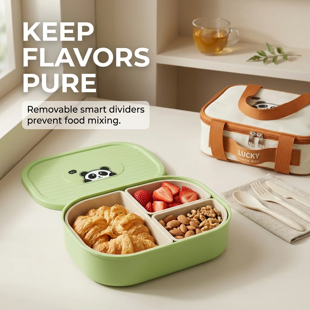 子供用弁当箱、蓋付き、3つの仕切り付き、プラスチック製、食品 - Meal Prep Or Prep Meal のレビューと価格