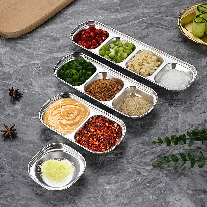 ステンレス鋼分割ディップボウルソースプレート調味料浸漬調味料 - Sauce Dipping Cup のレビューと価格