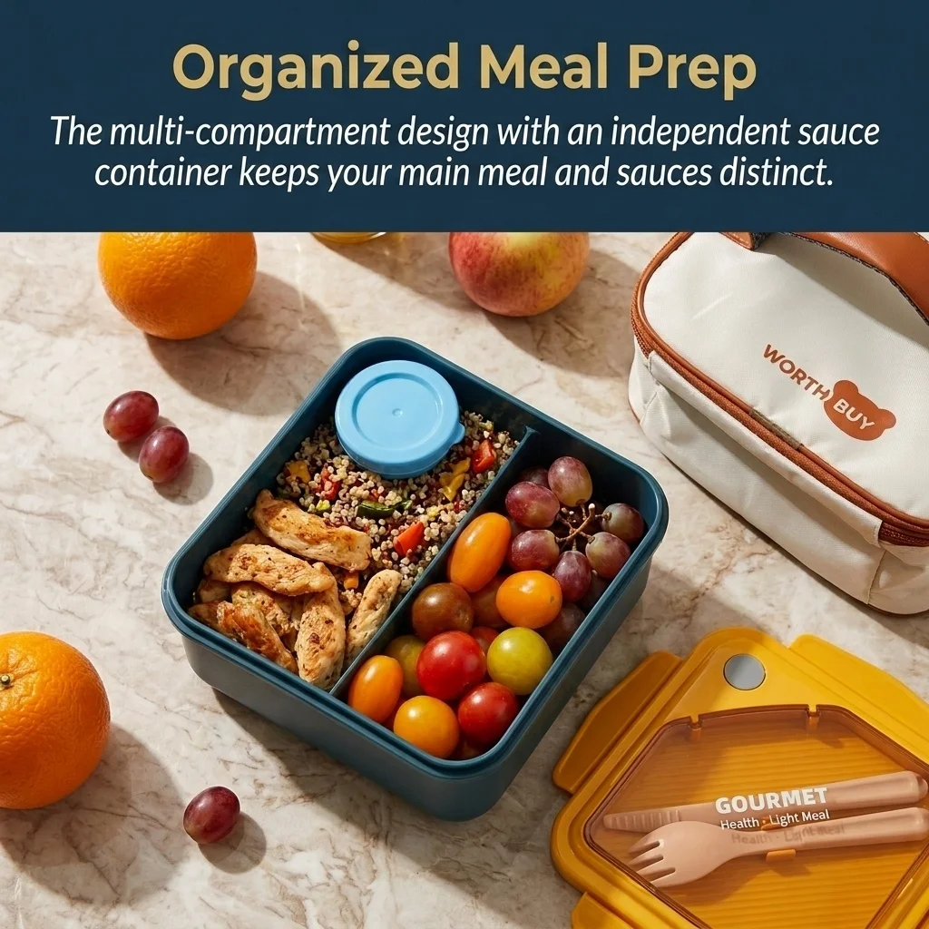 電子レンジ対応のプラスチック製弁当箱。密閉性があり、仕切り付 - Meal Prep Or Prep Meal のレビューと価格