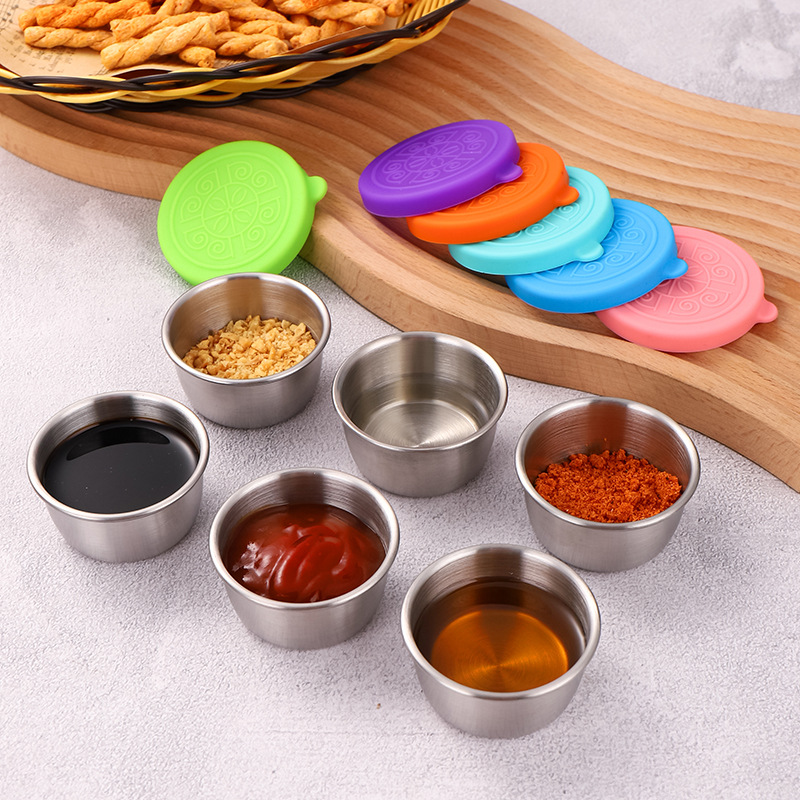 1/4 個ステンレス鋼浸漬ソースカップ調味料皿漏れ防止シリコ - Sauce Dipping Cup のレビューと価格