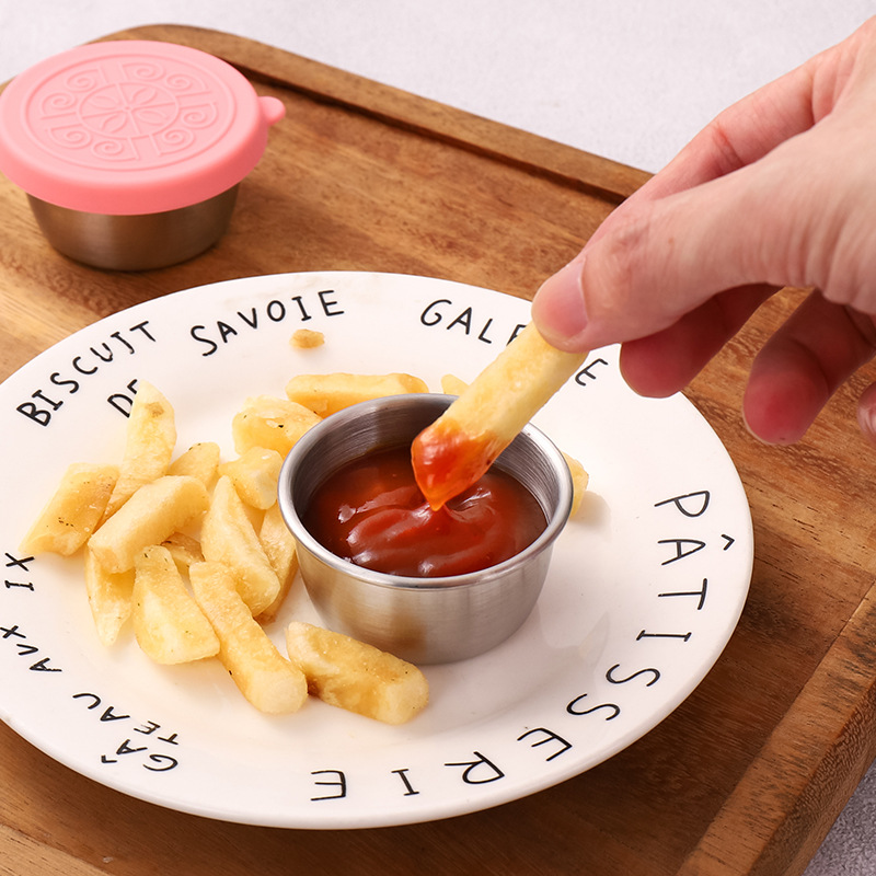 1/4 個ステンレス鋼浸漬ソースカップ調味料皿漏れ防止シリコ - Sauce Dipping Cup のレビューと価格