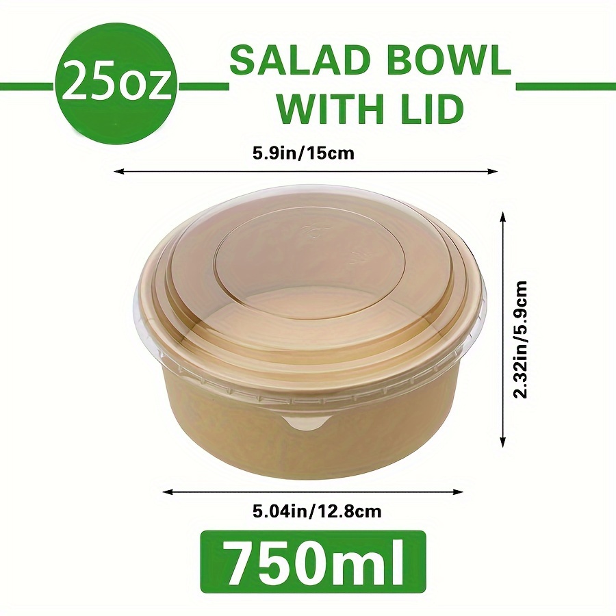 25オンス/750ml 25/50個入り 蓋付き紙ボウル、使 - Meal Prep Kitchen のレビューと価格